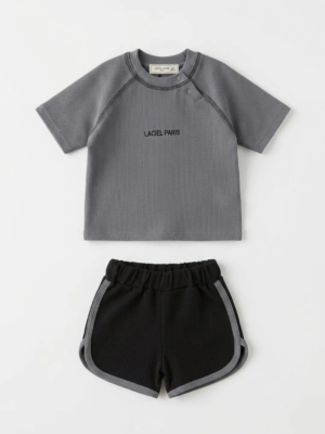 Ensemble de gaufres Gris & Noir Texturé - Bébé garçon
