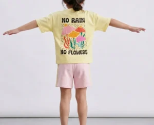 No Rain 🌺 T-shirt à slogan +Short ballon tissé