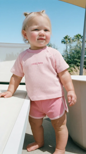 Ensemble de gaufres roses texturé - Bébé fille
