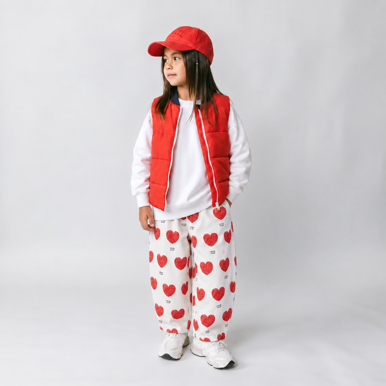 Ensemble fille gilet matelassé double face et pantalon cœur – Image 5