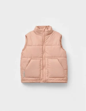 Doudoune sans manches rose poudré fille