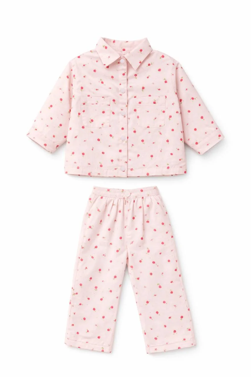 Ensemble fille fleuri veste et pantalon