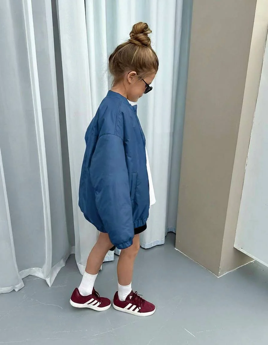Veste bomber bleue enfant unisexe – Image 2