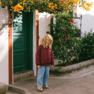 Ensemble fille jean et bomber bordeaux