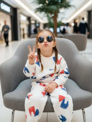 Ensemble Unisex fille et garçon imprimé rouge et bleu