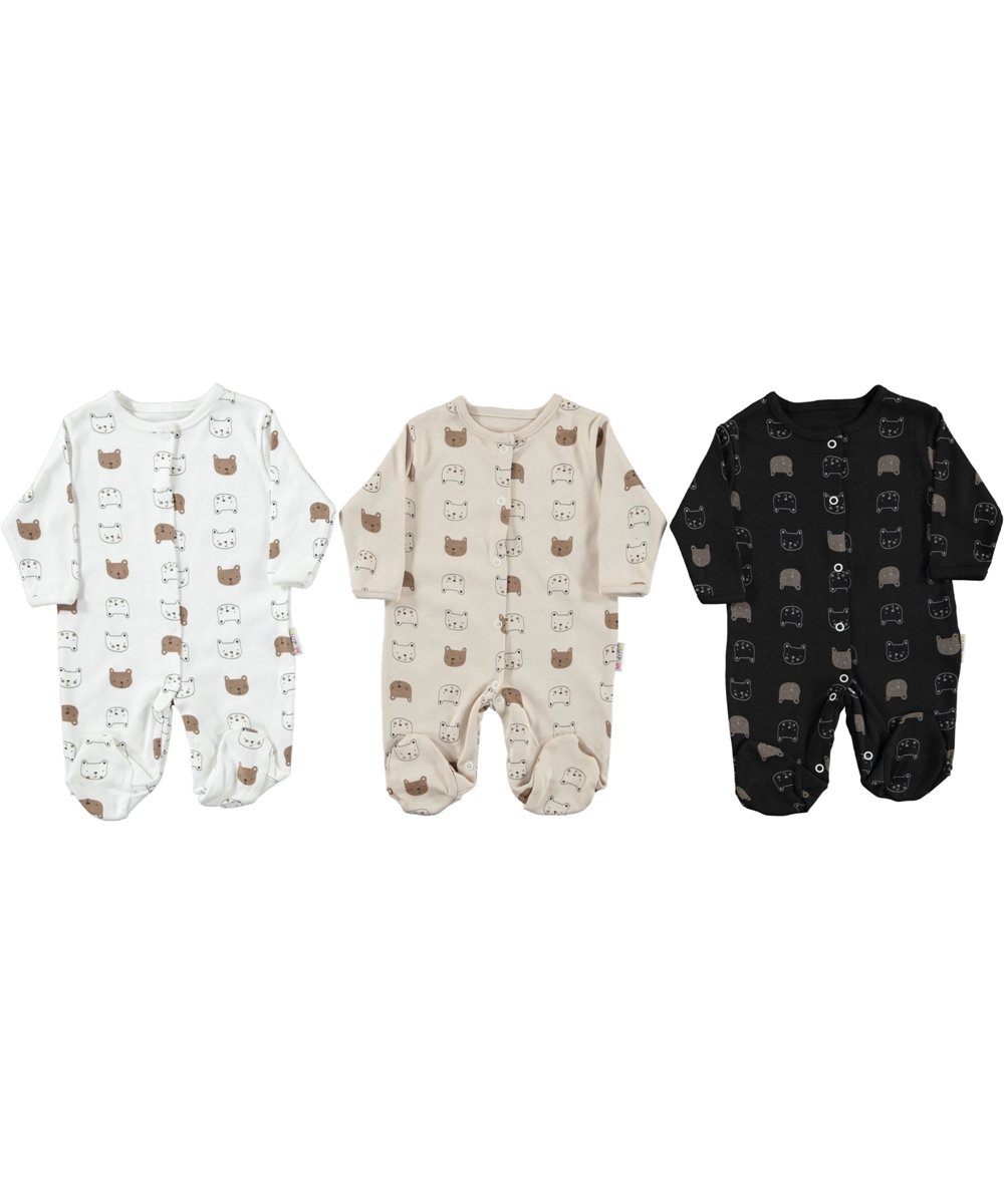 Lot de 3 Grenouillères Bébé – Motifs Petits Ours 🧸 – Image 2