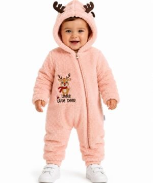 Grenouillère Bébé avec Capuche – Petit Renne Rose